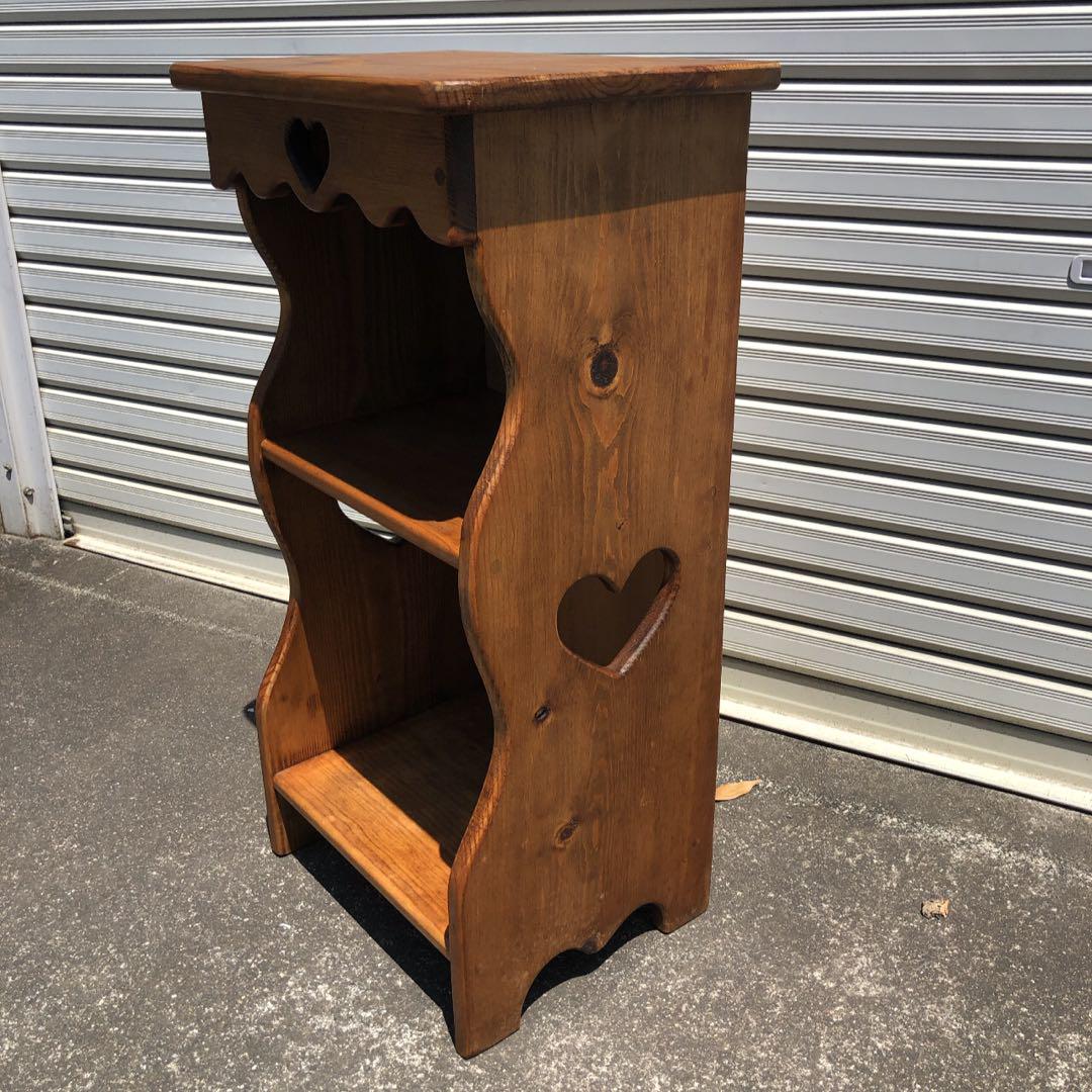 カントリー家具 ハートが可愛い！ パイン材 2段ラック 飾り棚 花台 送料無料 カントリー家具 ハートが可愛い！ パイン材 2段ラック 飾り棚