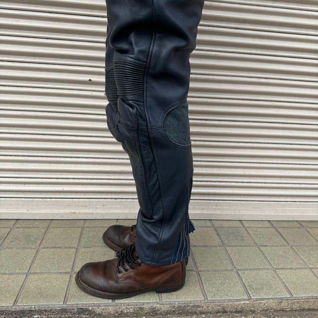 レーシングパンツ EGHTES LEDER ネイビー プロテクター L 革パン