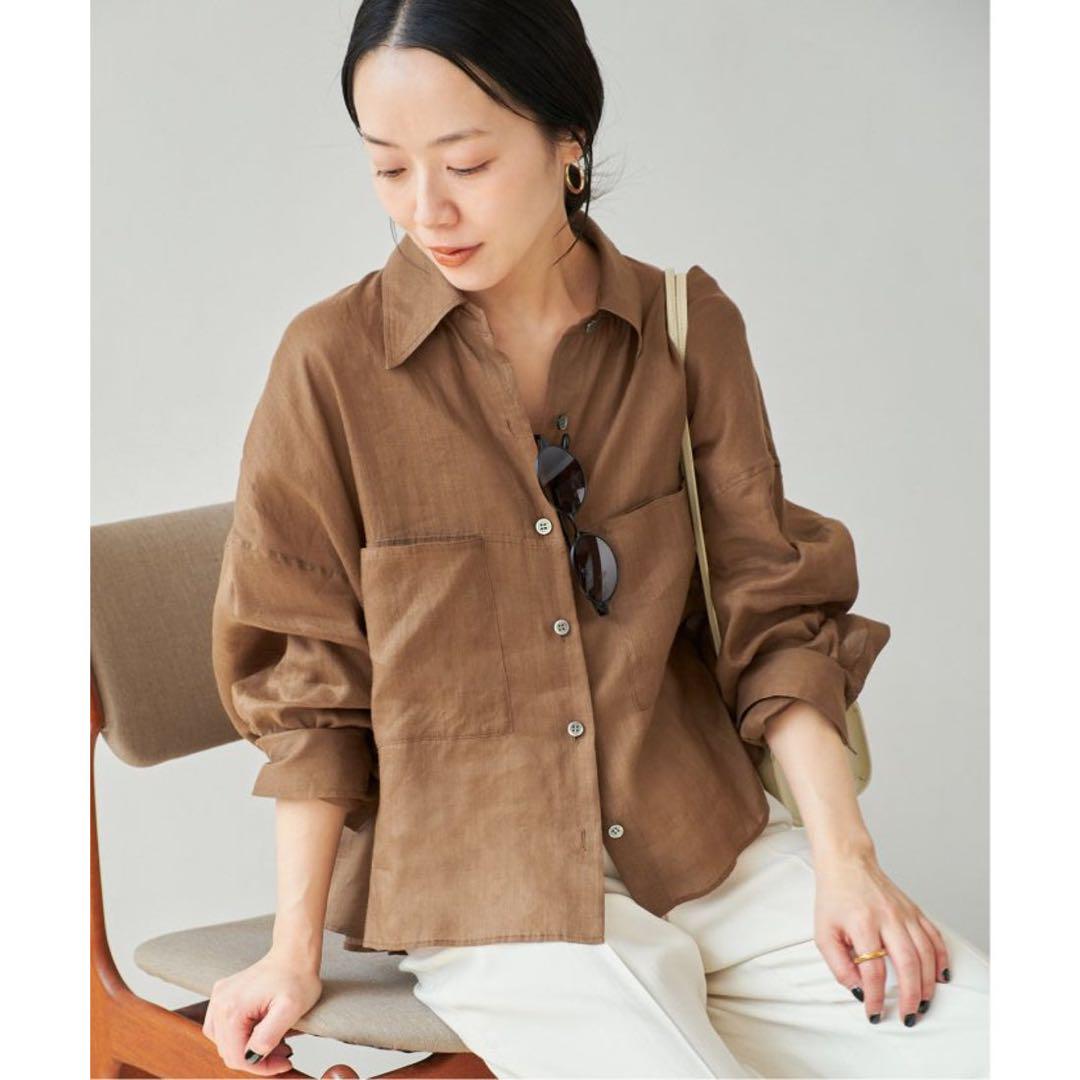 【Plage】RAMIE LYOCELL CROPPED シャツ ブラウン