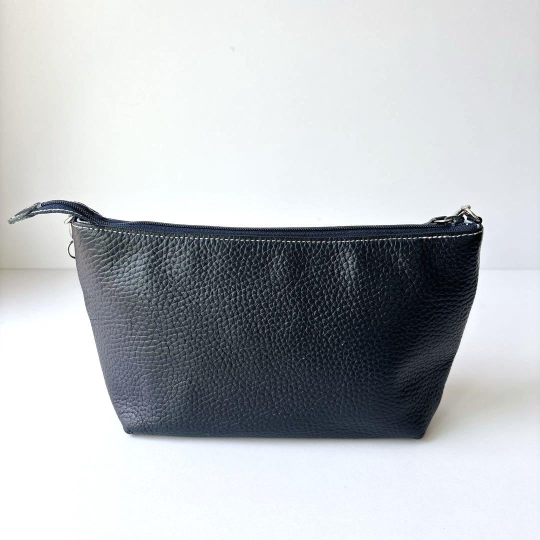 ★【極美品】 キタムラ kitamura シボ革 アクセサリーポーチ　ネイビー ☆【極美品】 キタムラ kitamura シボ革 アクセサリーポーチ
