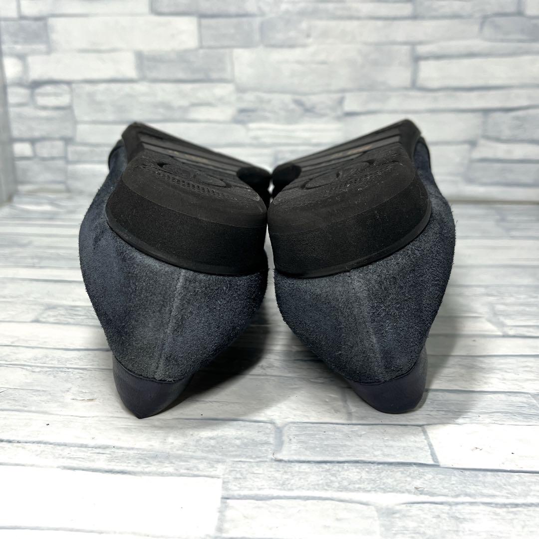 ✨美品✨ミスキョウコ パンプス リボン 天然皮革 ネイビー 24cm4E