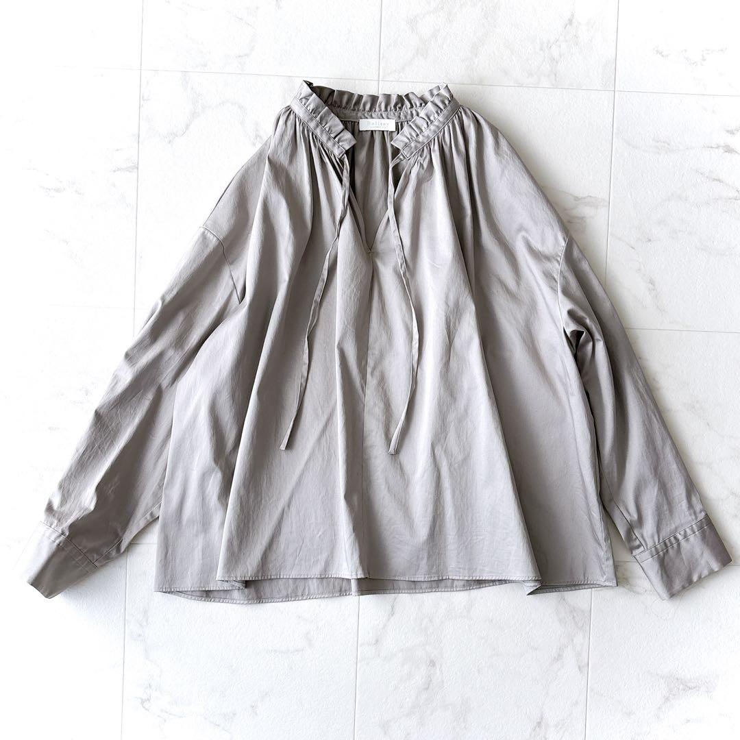Ballsey ブラウス シャツ ハイカウントサテン ネックフリル