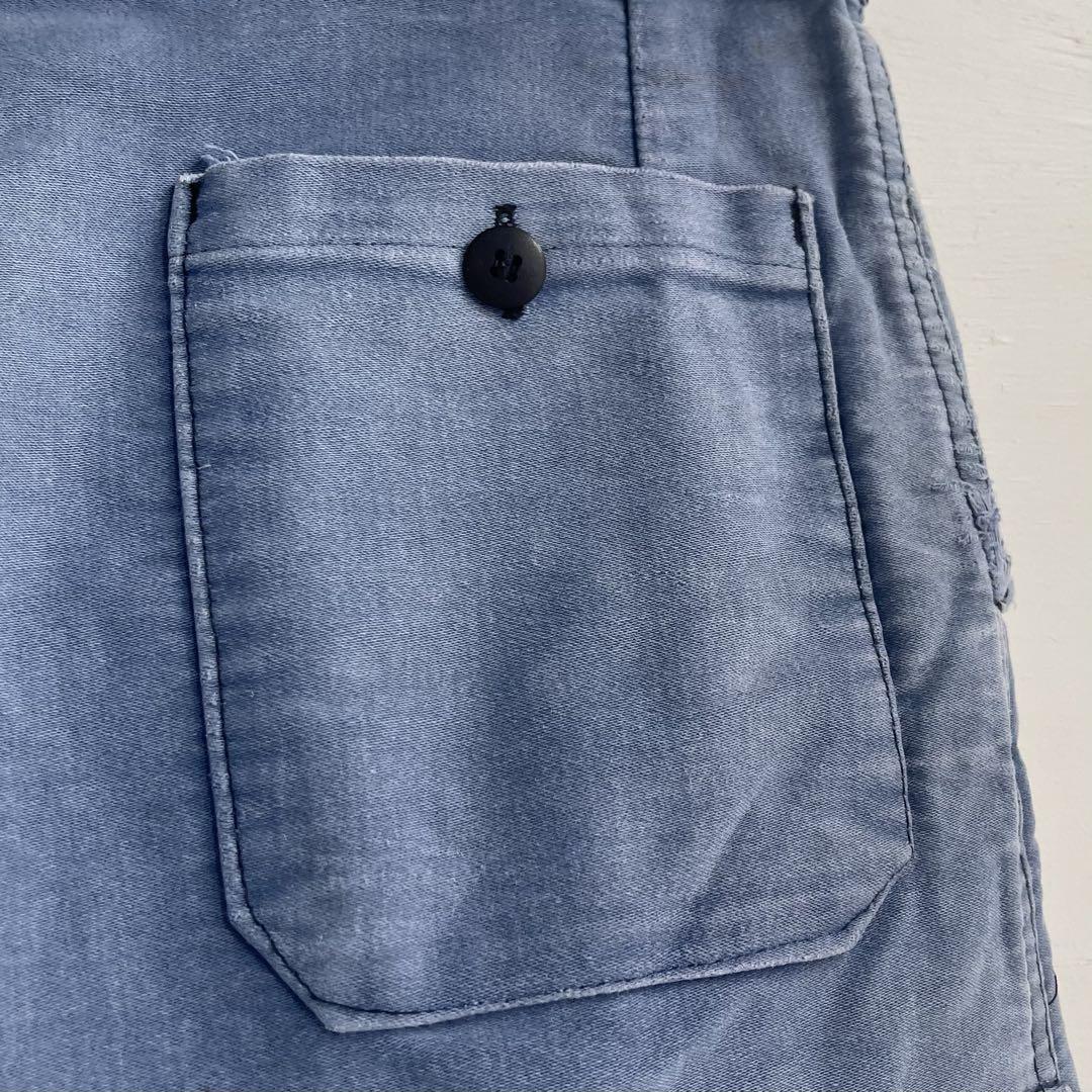〜70s フレンチ モールスキンパンツ ワークパンツ フェード 襤褸 古着