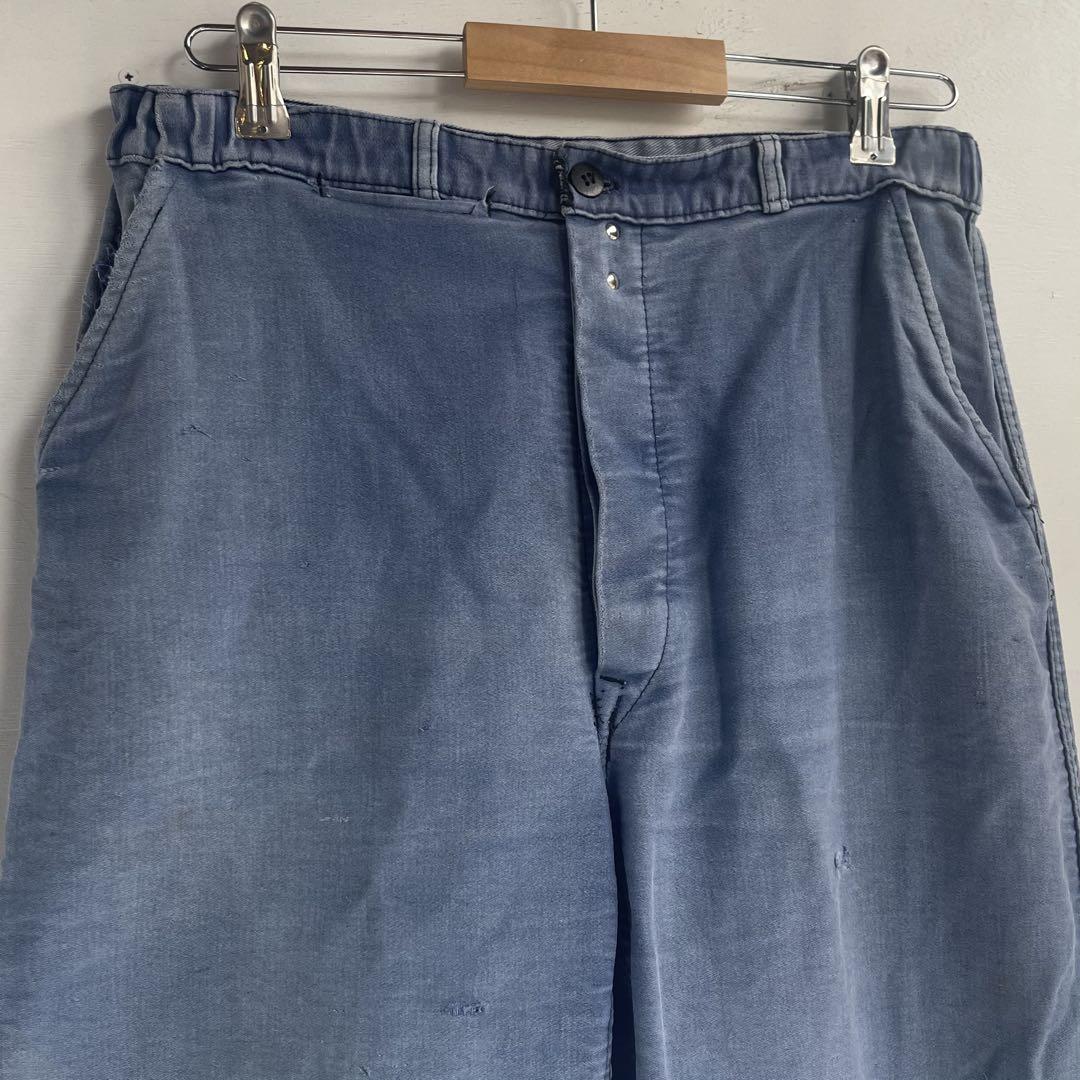 〜70s フレンチ モールスキンパンツ ワークパンツ フェード 襤褸 古着