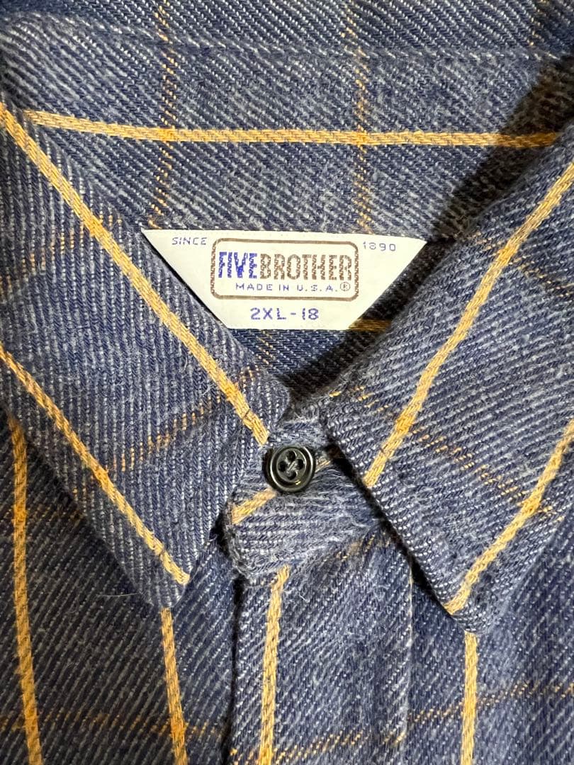 80s FIVE BROTHER ネルシャツ 2XL ファイブブラザー