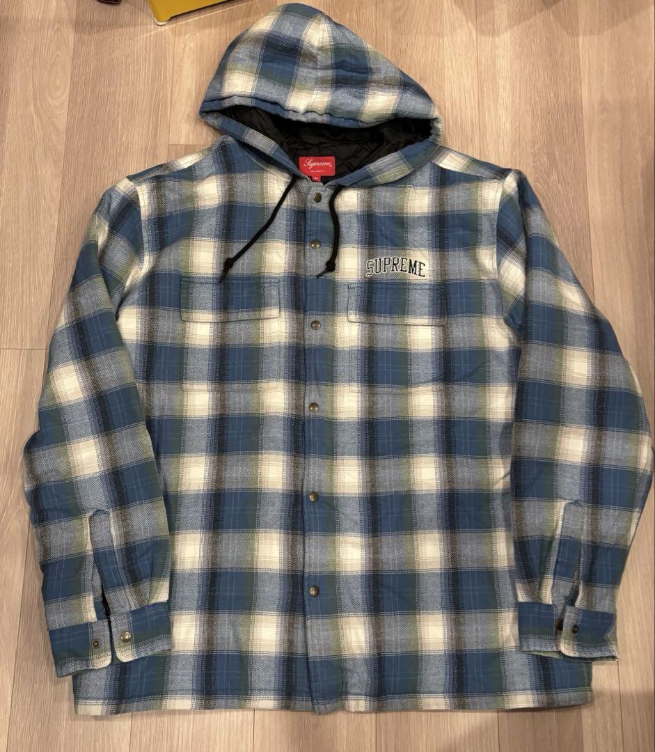 supreme 19AW quilted hooded plaid shirt