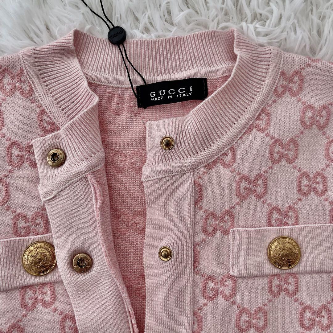 GUCCI リボン柄カーディガン ピンク 813378_XKEHR_5015_001_100_0000