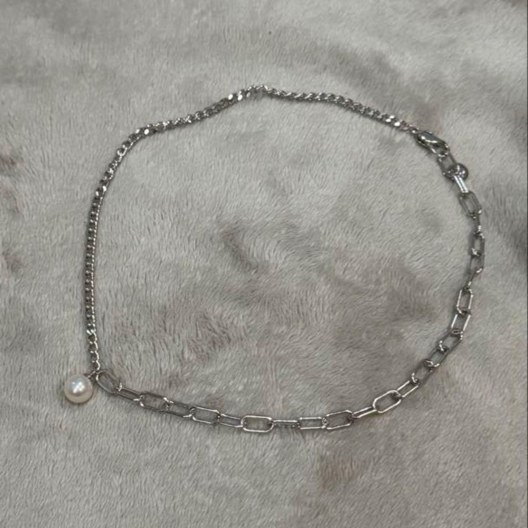 h‥ アシンメトリーチェーンチョーカーネックレス silver - メルカリ