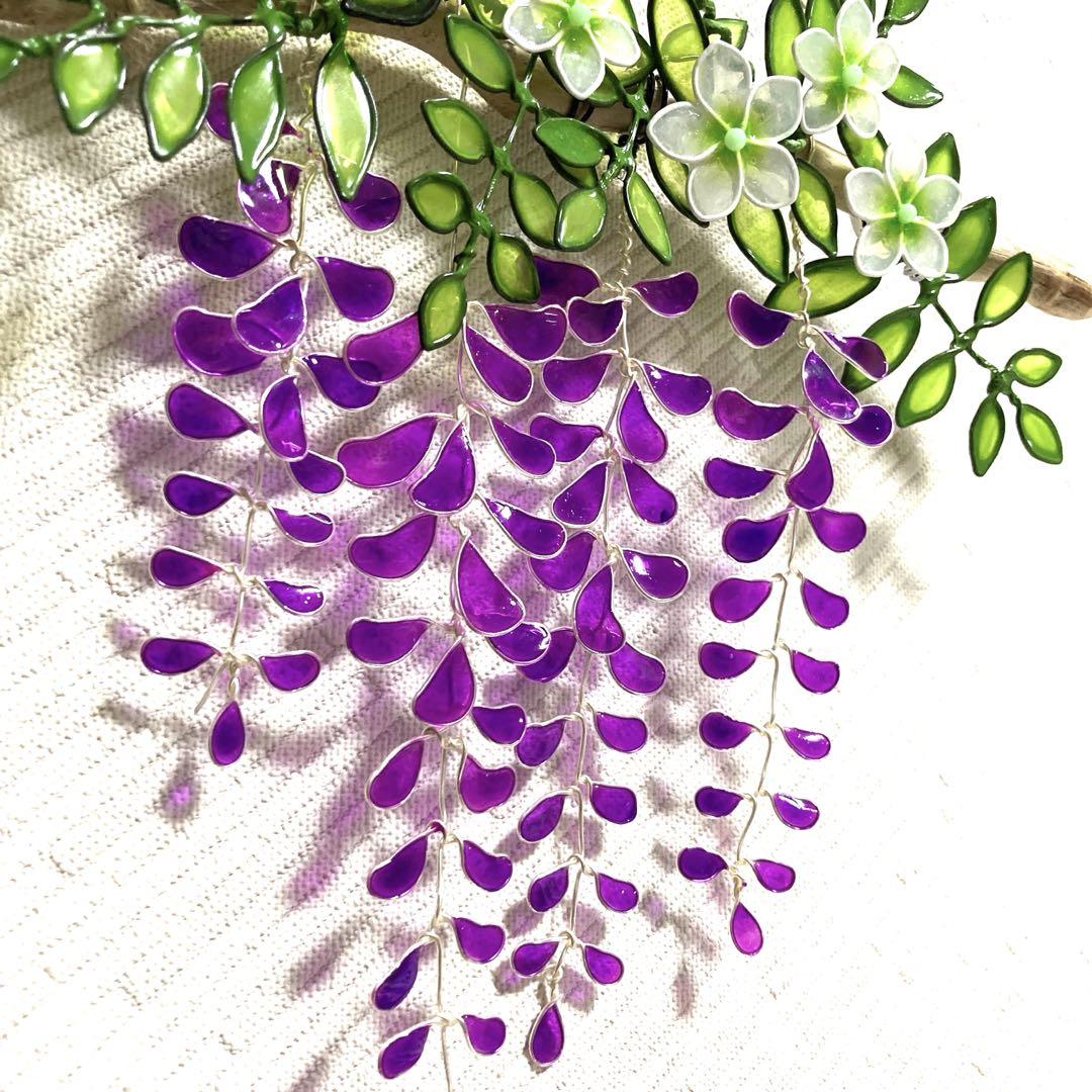ワイヤークラフト 藤の花壁掛け ワイヤーアート ハンドメイド