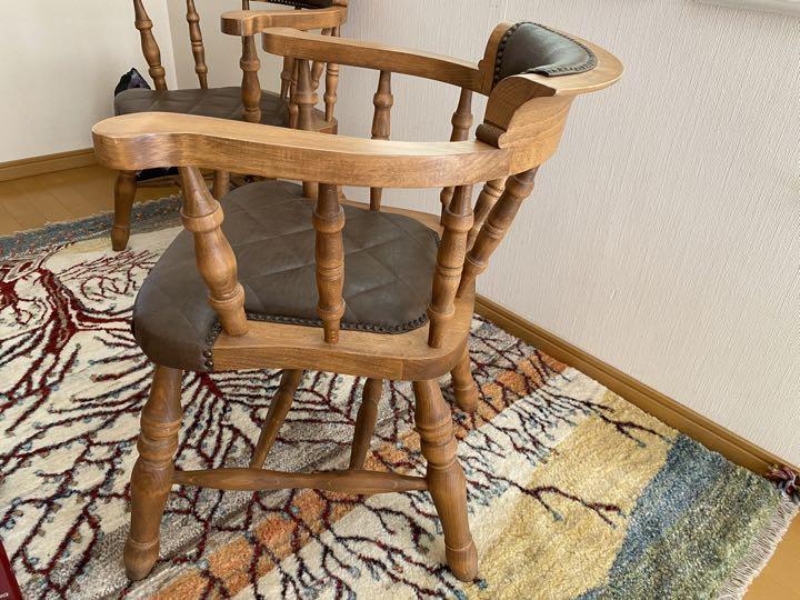 日進木工　飛騨家具　籐編み　アンティーク　ダイニングチェア　1脚 ダイニングチェア ラタンチェア 椅子 チェア 籐編み ひじ掛け