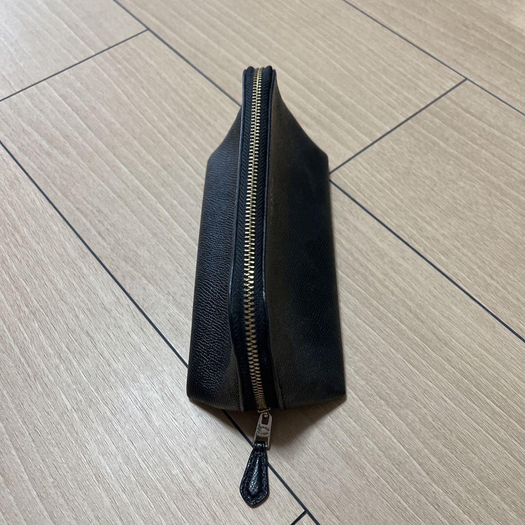 美品】COACH ブラックレザー ポーチ - メルカリ