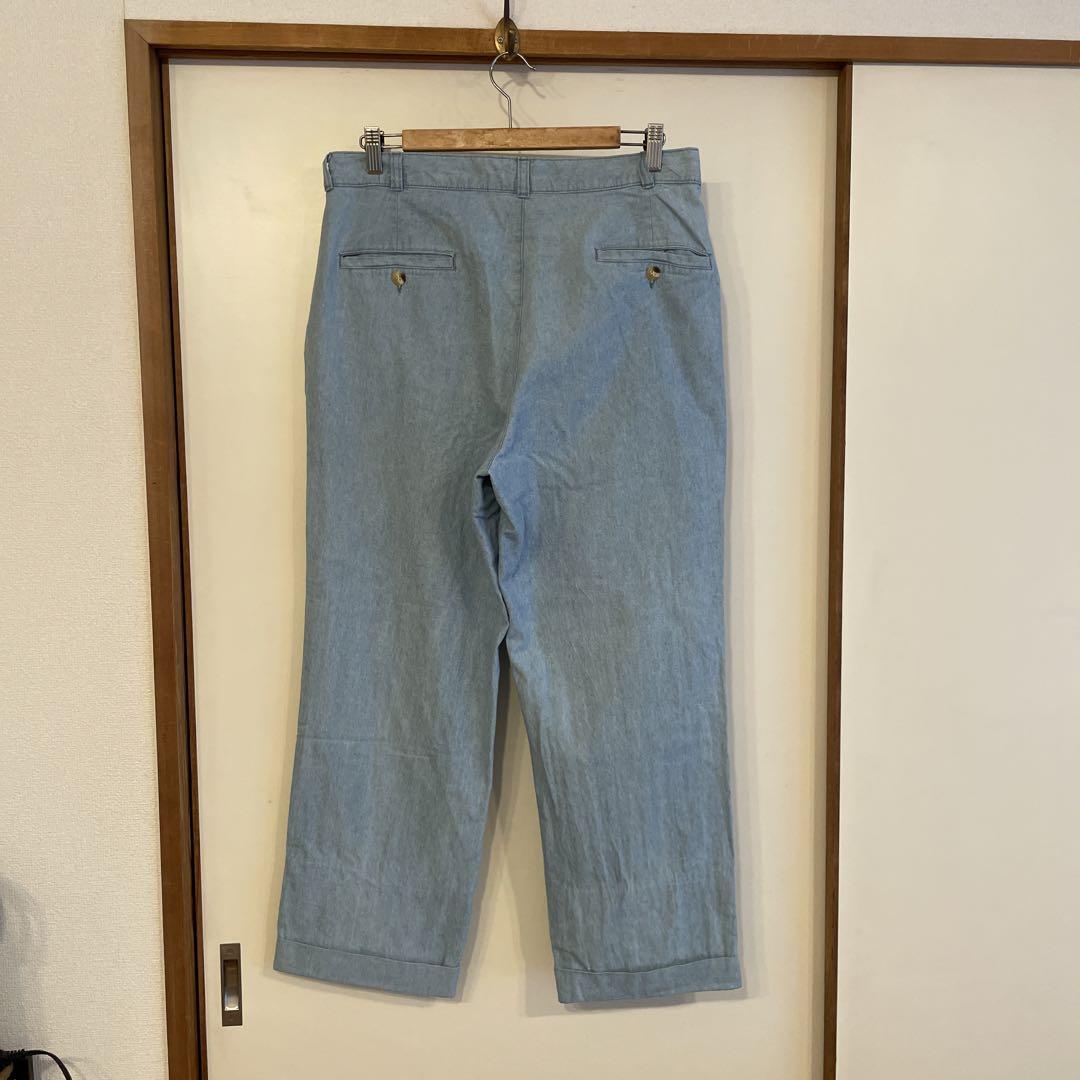80s ンテージUSA製 シャンブレー デニム ワイドパンツ