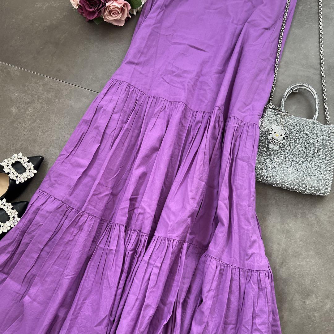 美品✨ユナイテッドアローズ　コットン Vネック マキシワンピース　コットン　36 美品✨ユナイテッドアローズ コットン Vネック マキシワンピース