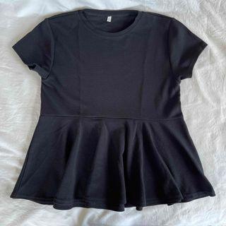 ブラック フレアデザイン 半袖チュニック