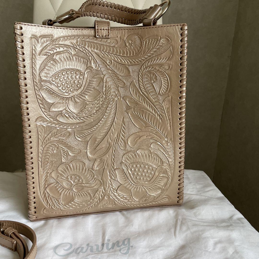 Carving Tribes 新品 未使用 ミニ カゴバッグ 2way 茶色