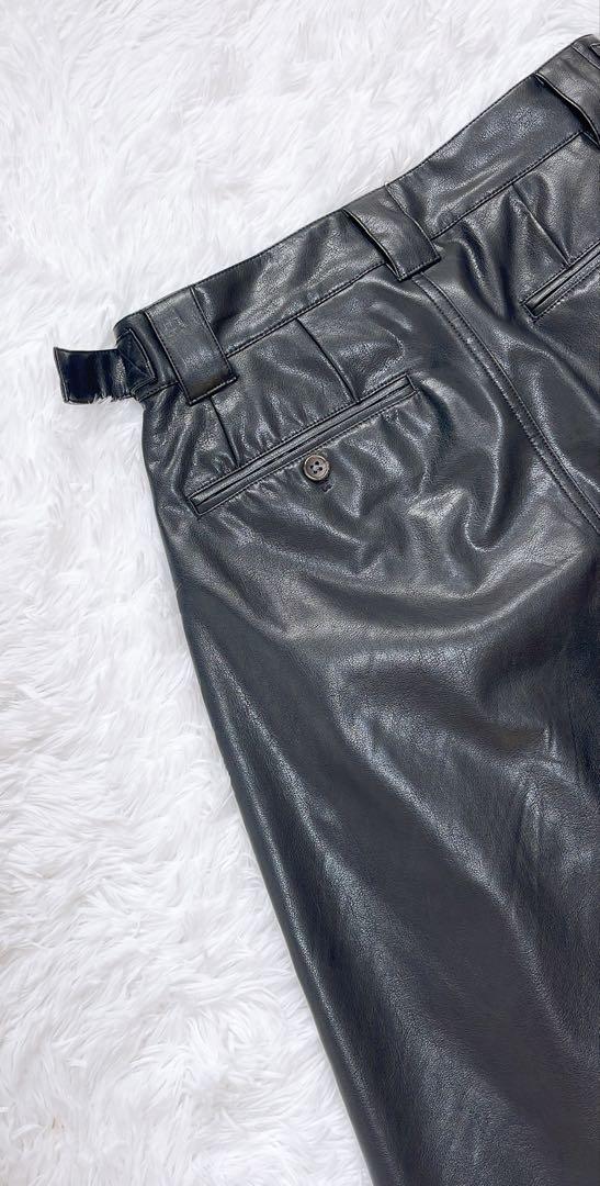 美品♡soerteレザーハーフパンツ2tuck wide half pants
