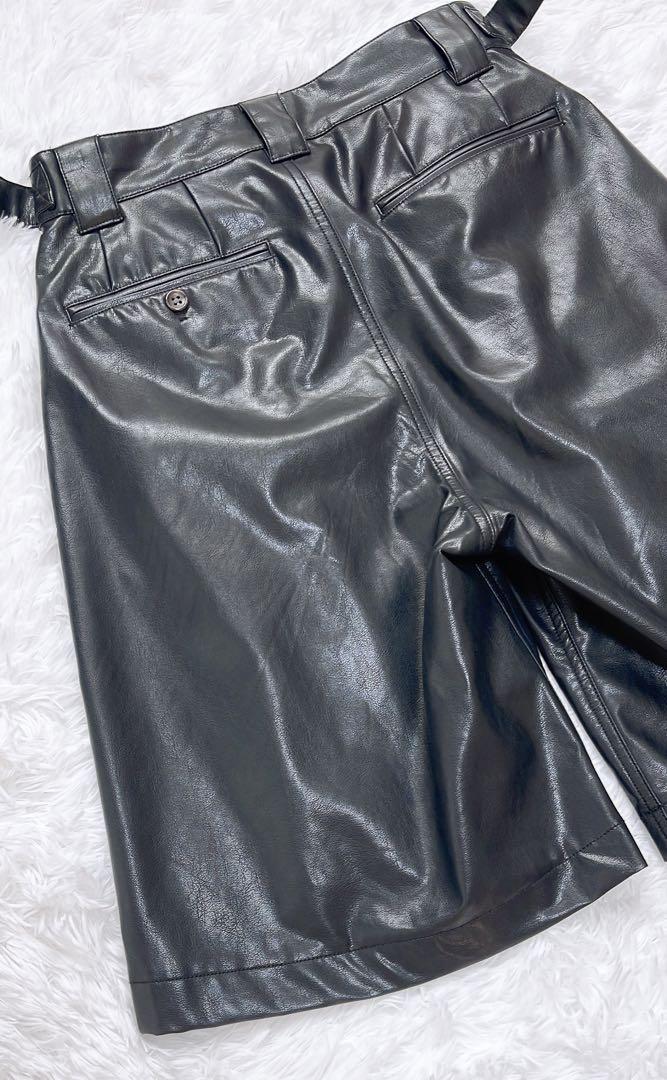 美品♡soerteレザーハーフパンツ2tuck wide half pants