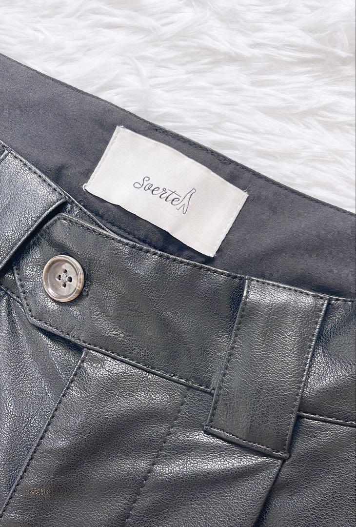美品♡soerteレザーハーフパンツ2tuck wide half pants