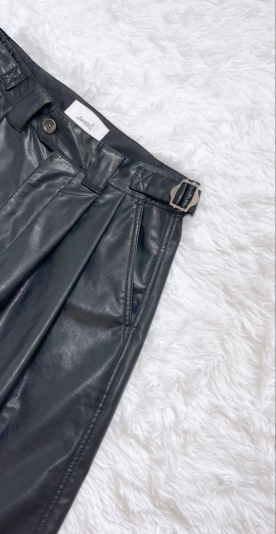 美品♡soerteレザーハーフパンツ2tuck wide half pants