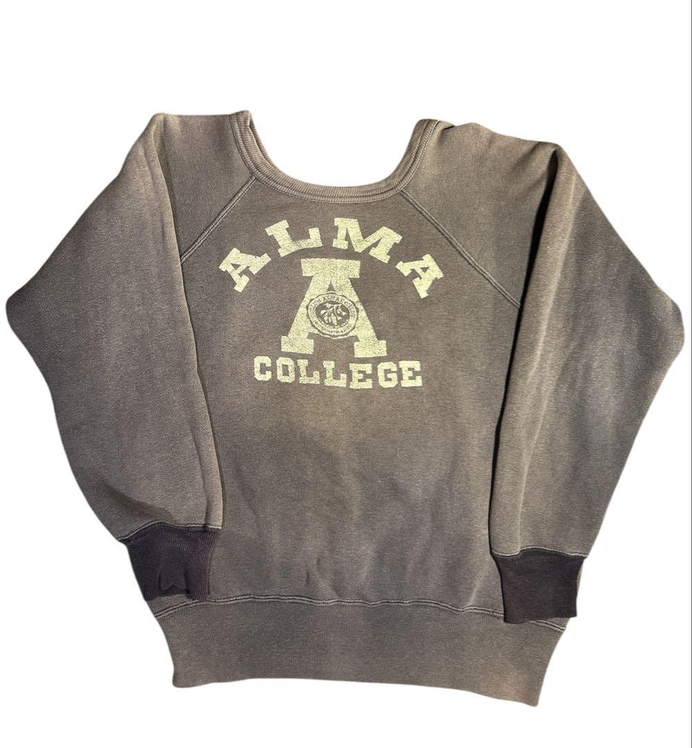 50〜60's college sweat ラグラン　2トーン　鬼フェード