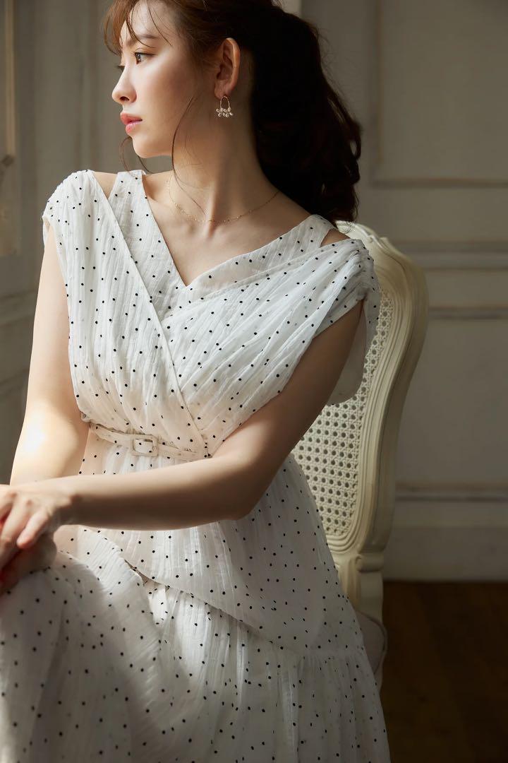 ワンピース Tiered Polka-Dot Long Dress