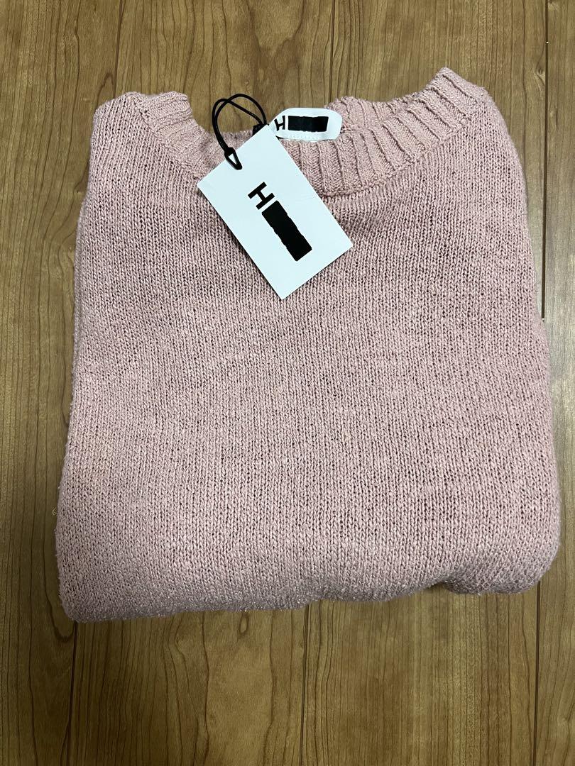 H BEAUTY&YOUTH TAM COLOR CREW NECKライトピンク