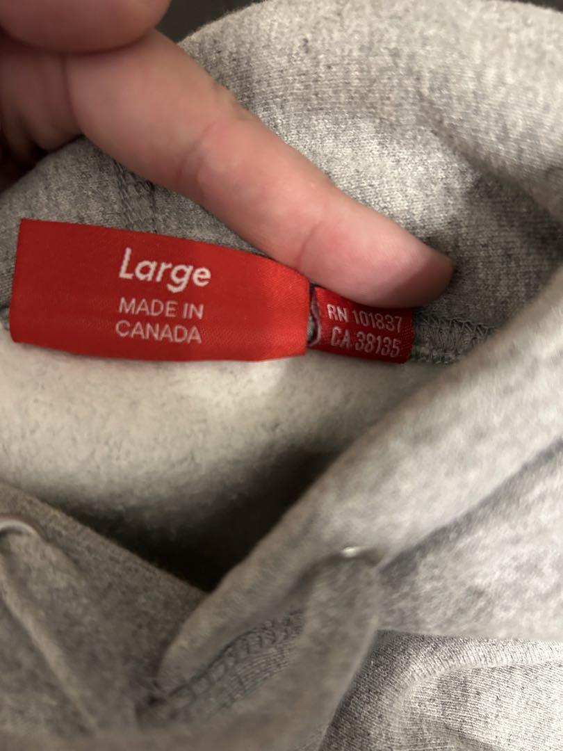 Supreme グレー パーカー Large クロスボックスロゴ