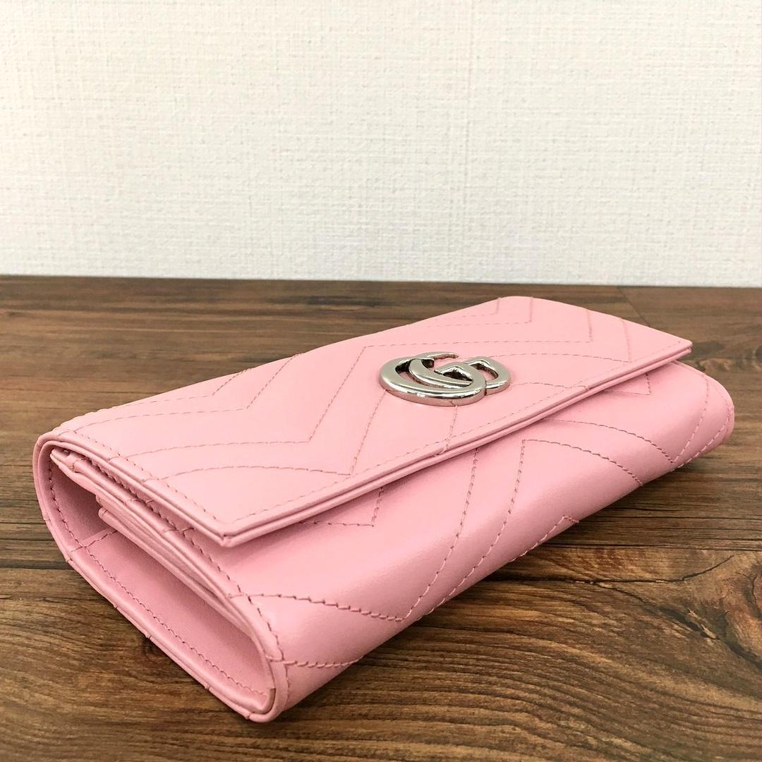 海外ファッションブランド通販サイト【公式】 未使用品 送料込み！ GUCCI 139 ピンク GGマーモント 長財布 小物