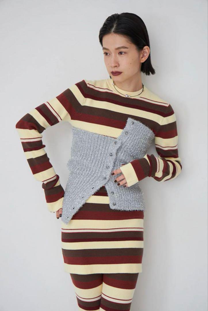 mediam Lame Feather Bare topラメニットビスチェ mediam lame Feather Bare top ラメ ニット ビスチェ