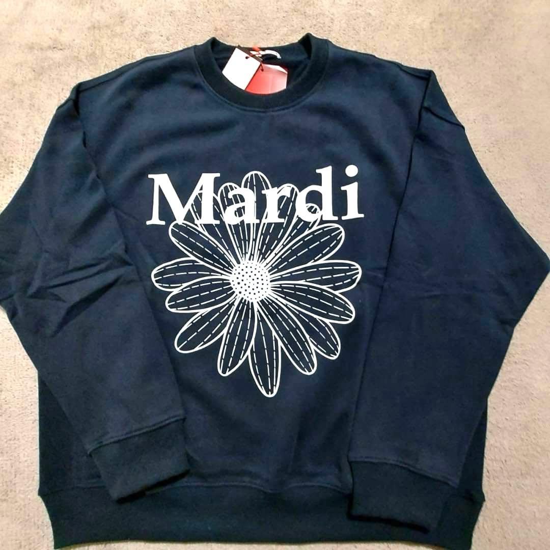 マルディメクルディ スウェット フラワー ネイビー×ホワイト