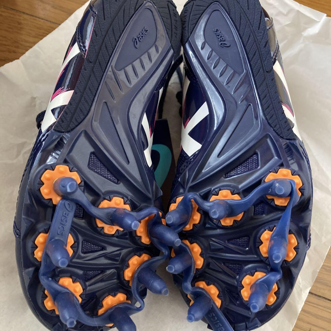 ASICS スパイクシューズ ネイビー/ピンク