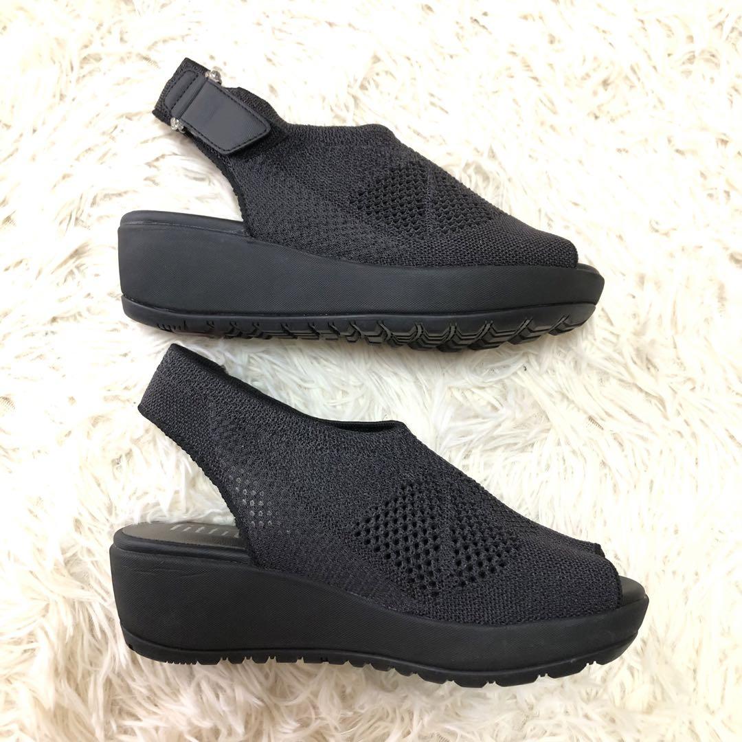 入荷now 安全 未使用級✨ fitfit 【23.5】厚底シアーニットサンダル 靴
