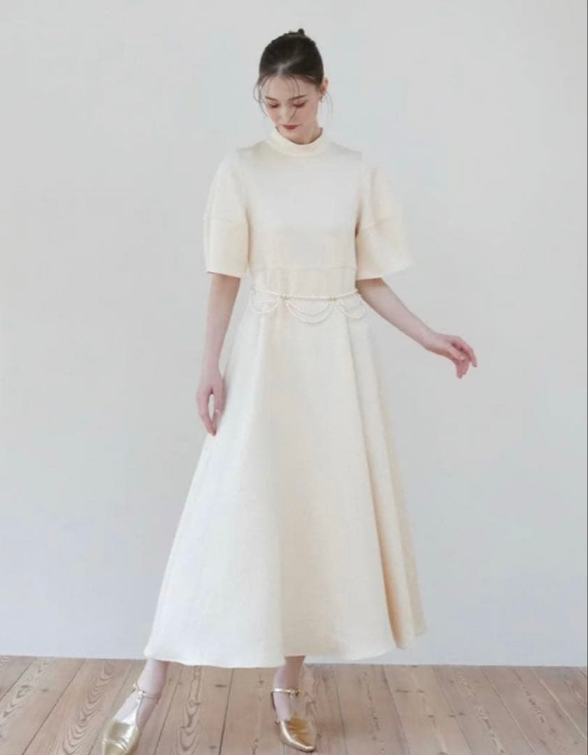 Acka pearl belted puff dressS Acka