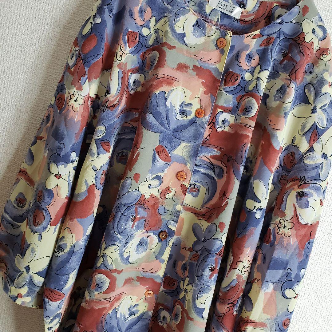 お洒落 ふるじょ 古着女子 総柄 柄シャツ ポリシャツ シャツ - メルカリ
