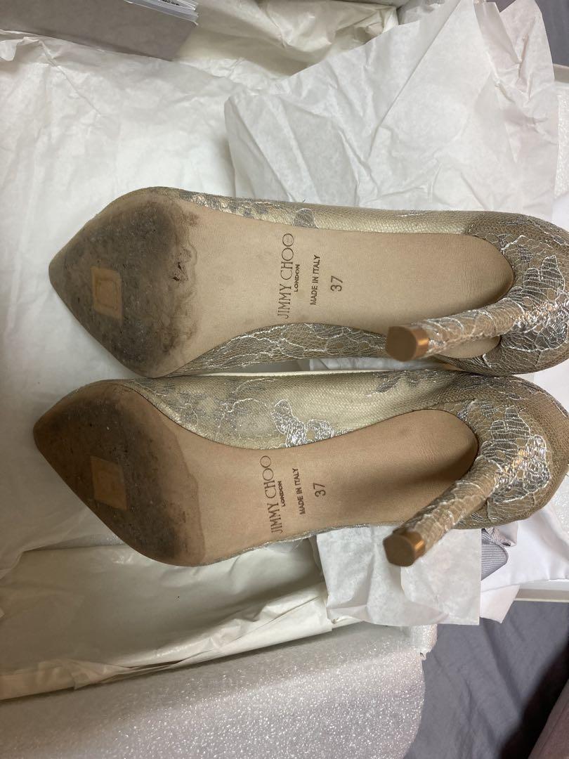 JIMMY CHOO レースパンプス 37(23.5〜24.0cm) 白