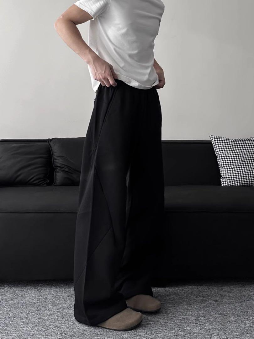 ワイドスウェットパンツ　フレア　変形　ブラック