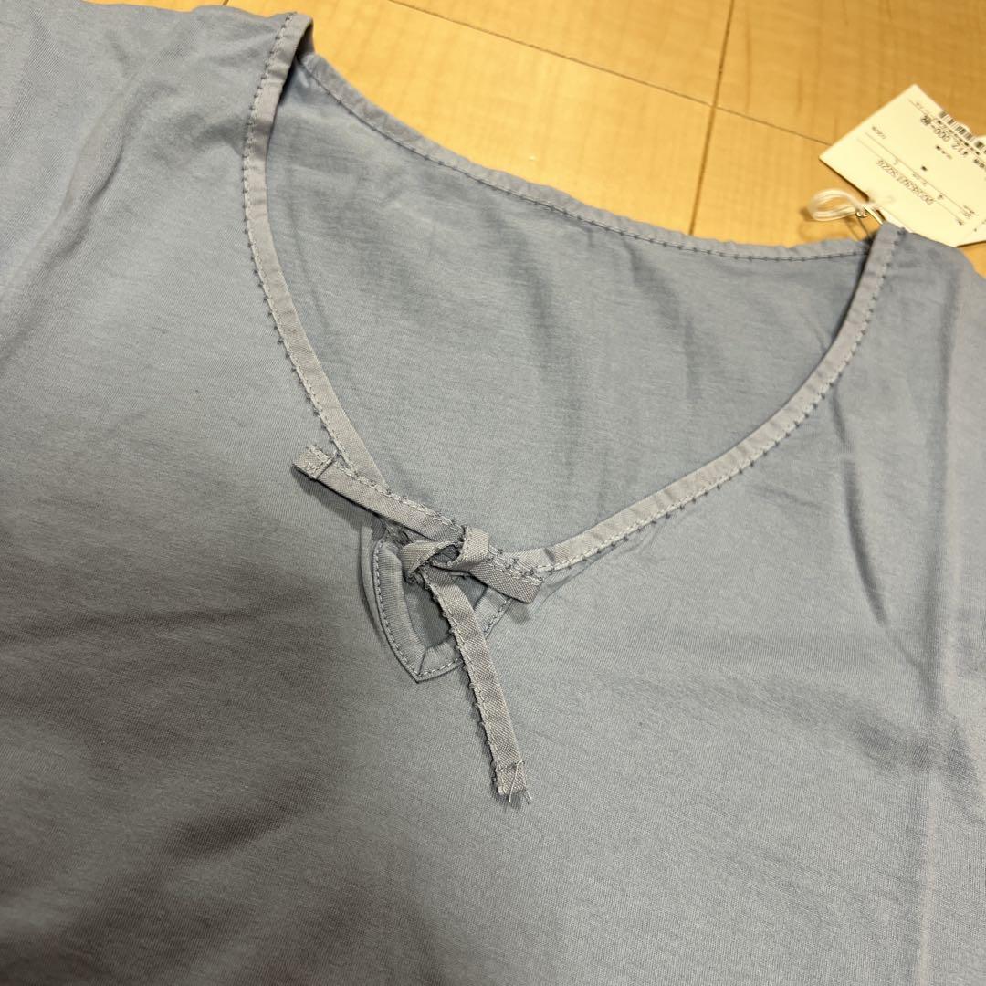 タグ付き新品未使用　マドモアゼルノンノン　パパス　L Tシャツ　半袖 SALE】リネンプリントシャツ【LAUNDRY】【7分袖】（WOMEN