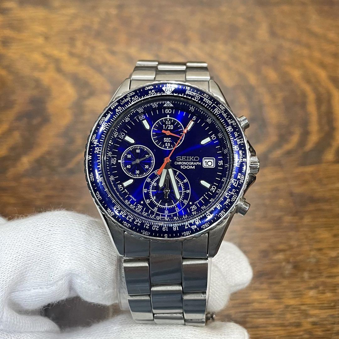 SEIKO セイコー 腕時計 パイロット クロノグラフ 7T92-0CF0