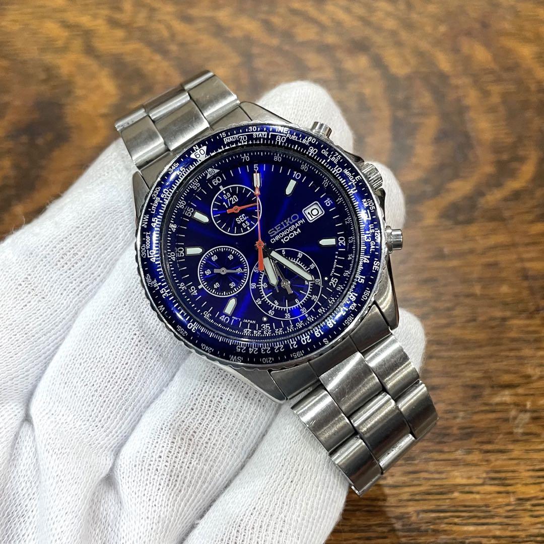 SEIKO セイコー 腕時計 パイロット クロノグラフ 7T92-0CF0