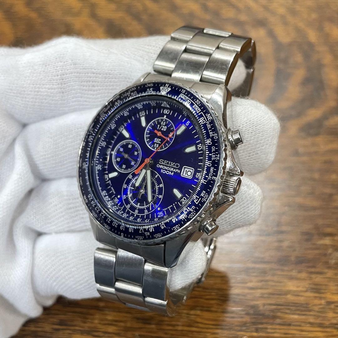 SEIKO セイコー 腕時計 パイロット クロノグラフ 7T92-0CF0