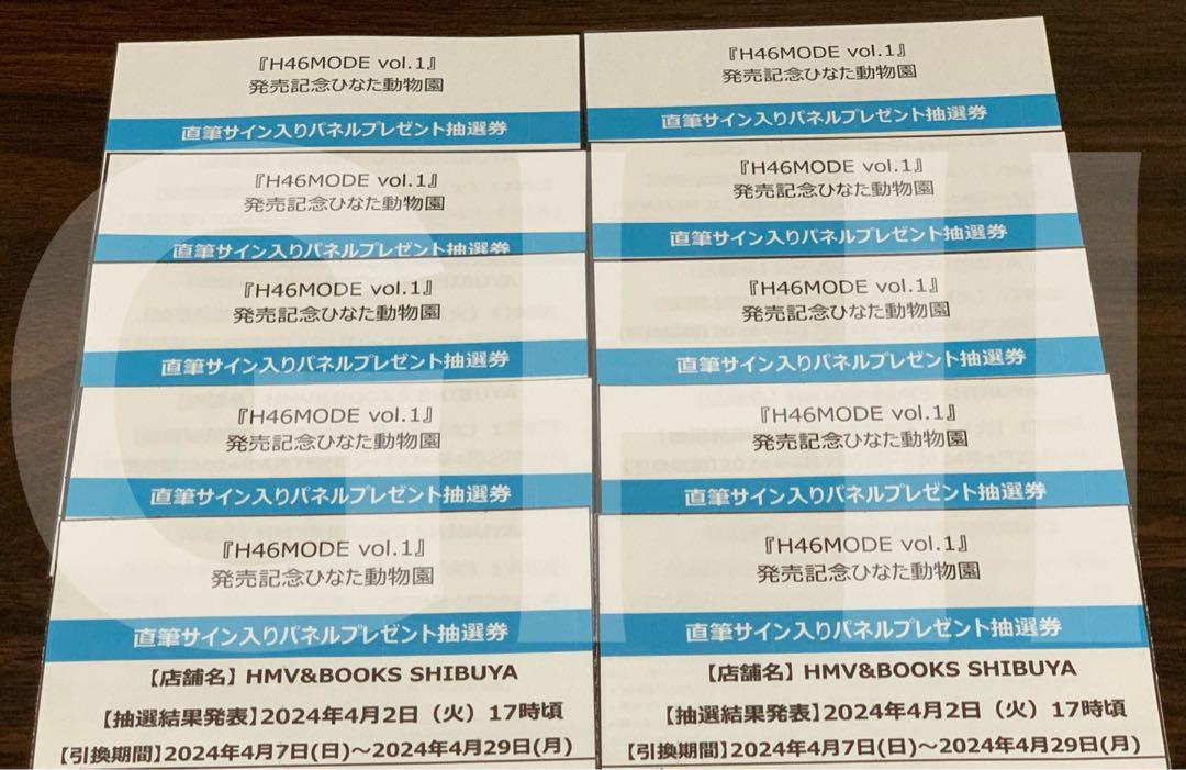 応募券 10枚 パネル展 HMV渋谷 H46MODE vol.1 日向坂46