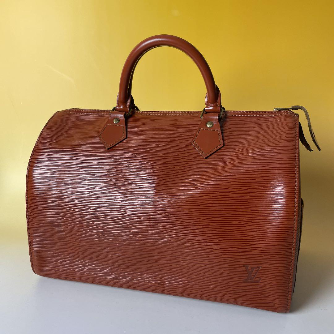 LOUIS VUITTON 茶 スピーディー エピ ハンドバッグ ルイヴィトン