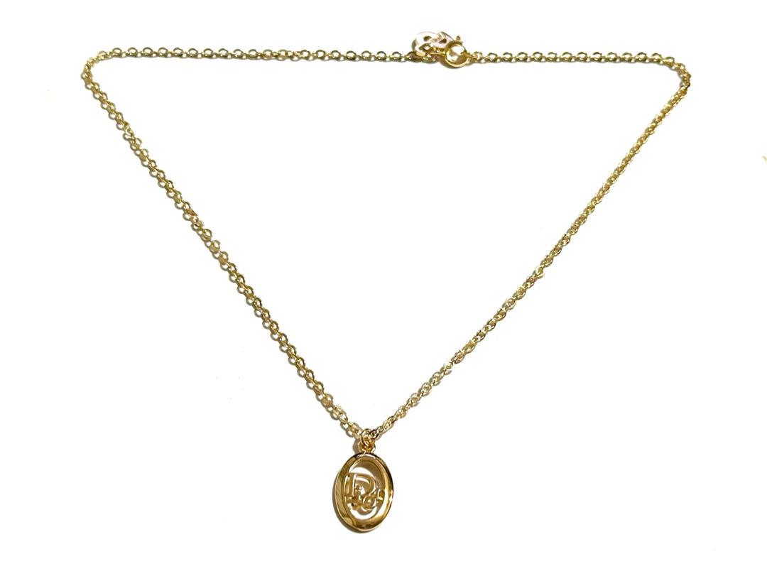 Christian Dior ゴールド CD ロゴ ネックレス 美品 刻印 細め