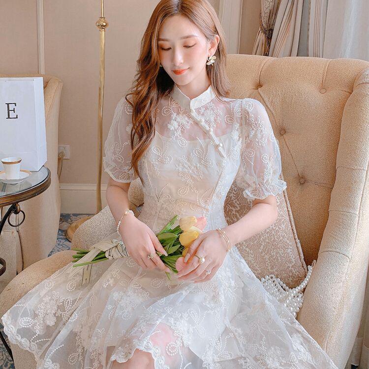 復古風チャイナドレスのスカート2021年新しい天女のワンピース