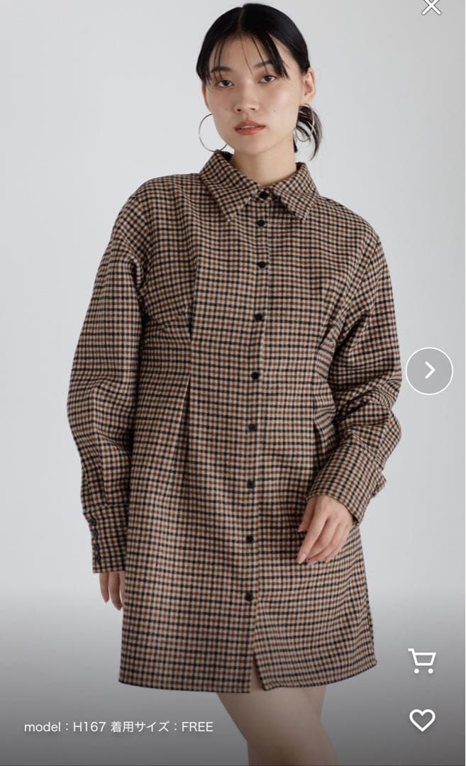 brushed check waist tuck one pieceFREE SIZE