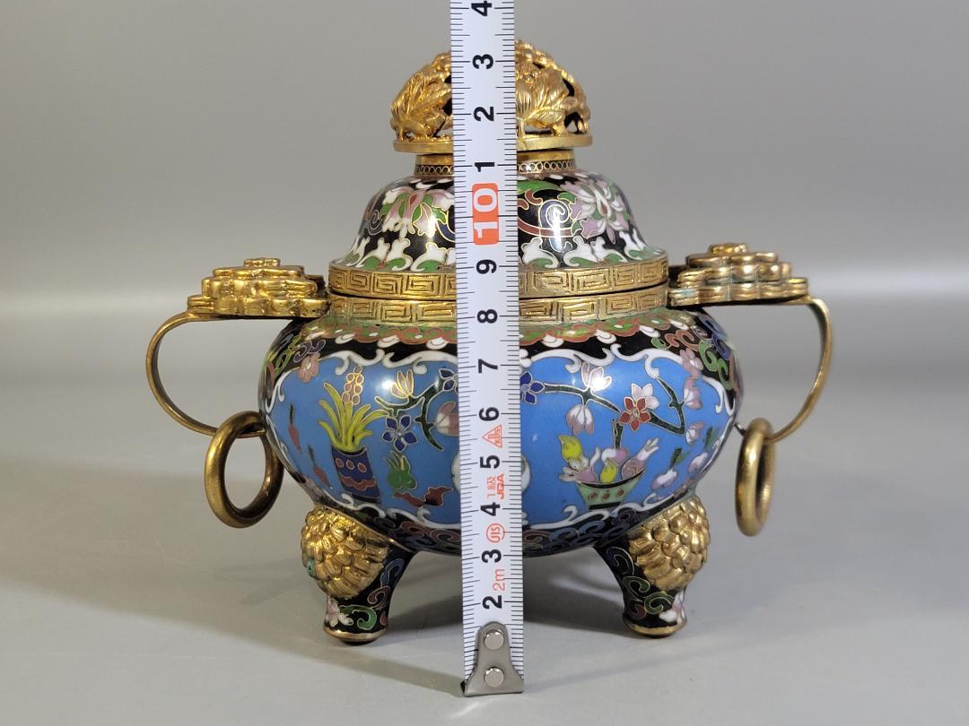 専用 中国美術 七宝透香炉 幅約20.5㎝ 374g 東さ7-0401①