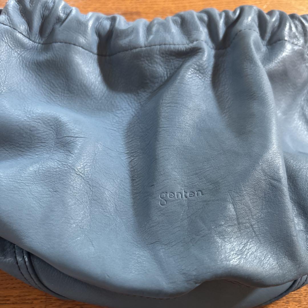 genten 水色レザー ハンドバッグ