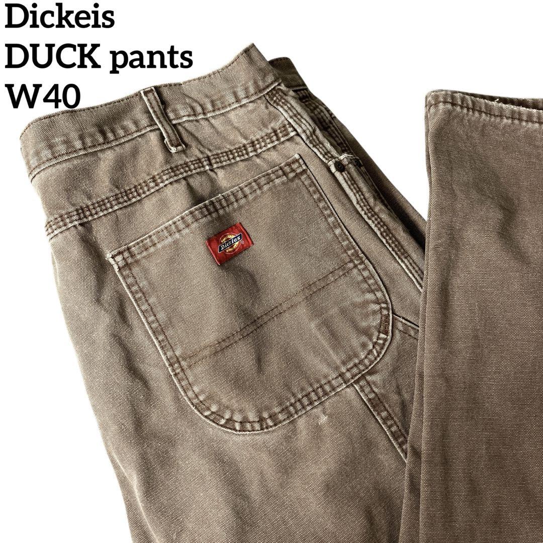 Dickies ペインターパンツ ダックパンツ 古着W40L34 色褪せブラウン