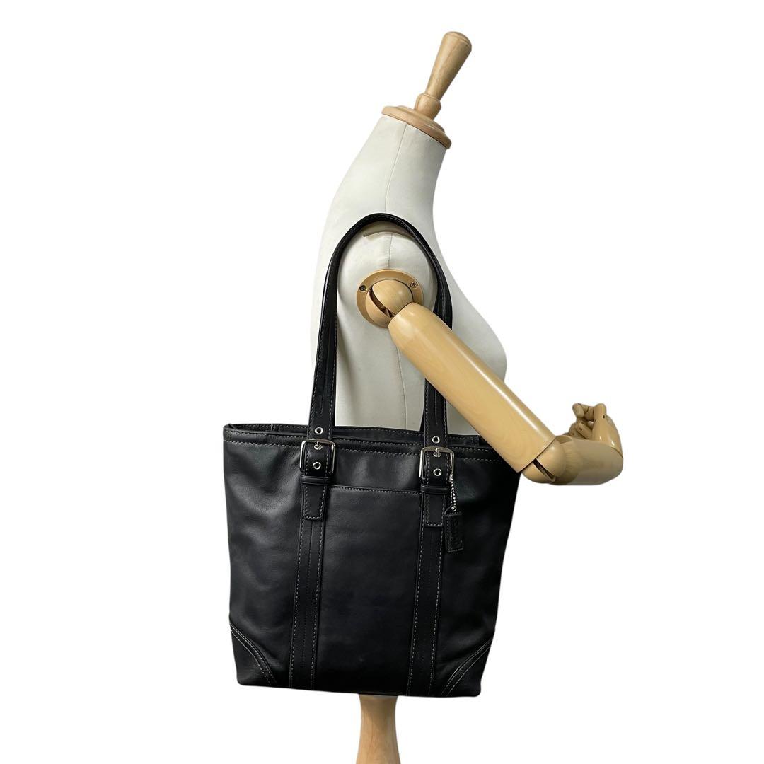 良品　コーチ　s56 肩掛け　トートバッグ　レザー　ワンショルダーバッグ　黒