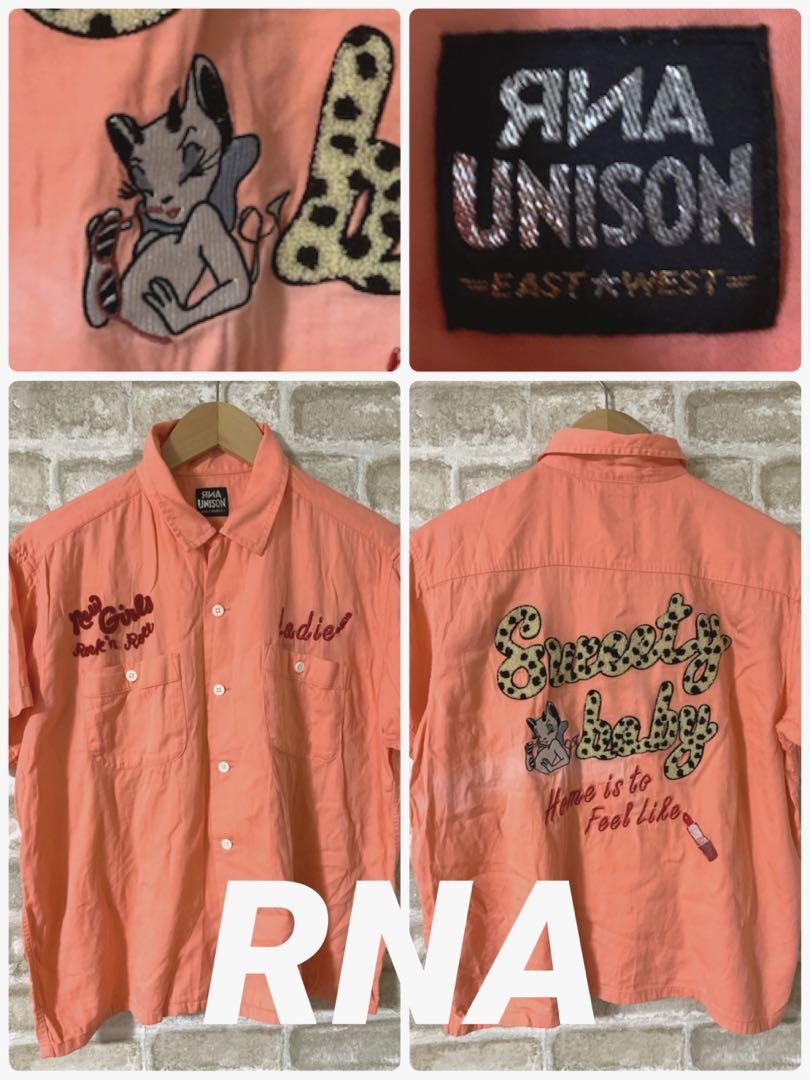 福袋 バースデイ ボウリングシャツ レディースM RNA 半袖シャツ 刺繍 ネコ 猫 シャツ+ブラウス(長袖+七分)